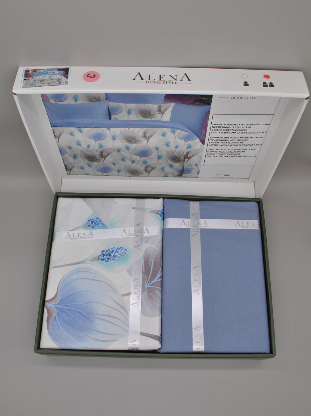 Parure housse de couette King Size 100% coton 60 fils – Literie élégante 220×240 cm + drap plat 240×260 cm + 2 taies 50×70 cm – coffret cadeau avec ruban