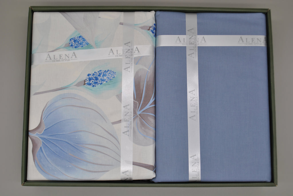 Parure housse de couette King Size 100% coton 60 fils – Literie élégante 220×240 cm + drap plat 240×260 cm + 2 taies 50×70 cm – coffret cadeau avec ruban
