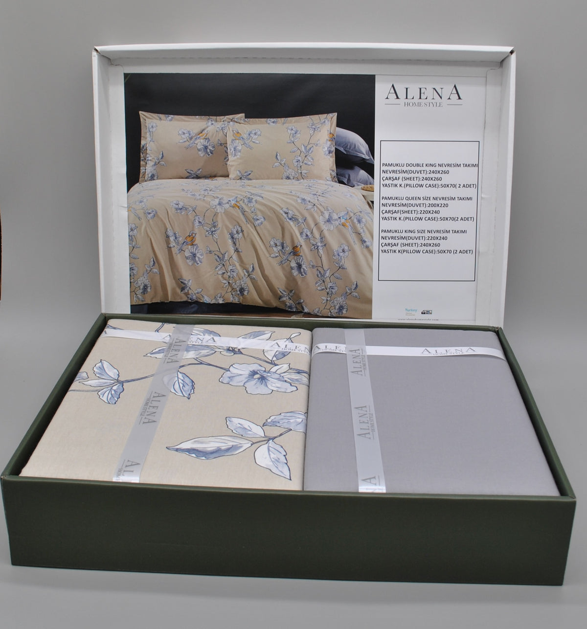 Set copripiumino King Size 100% cotone 60 fili – Biancheria elegante 220×240 cm + lenzuolo 240×260 cm + 2 federe 50×70 cm – scatola regalo premium con nastro