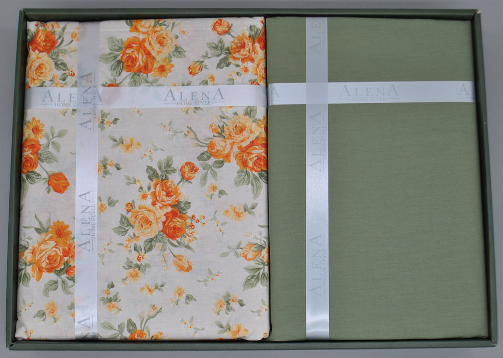 100% cotton duvet cover set 60 threads/cm² – Complete bedding set 200x200 cm + fitted sheet 160x200+30 cm + 2 pillowcases 50x70 cm – gift box with ribbon