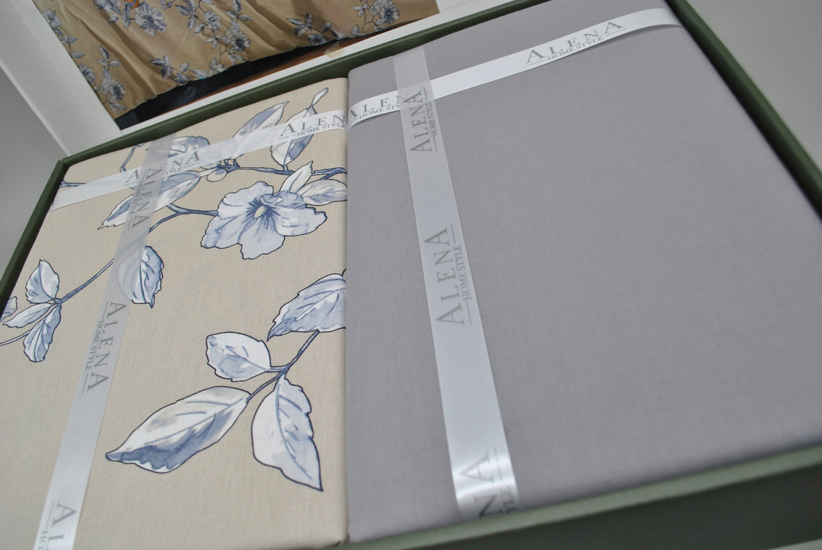 Set copripiumino King Size 100% cotone 60 fili – Biancheria elegante 220×240 cm + lenzuolo 240×260 cm + 2 federe 50×70 cm – scatola regalo premium con nastro