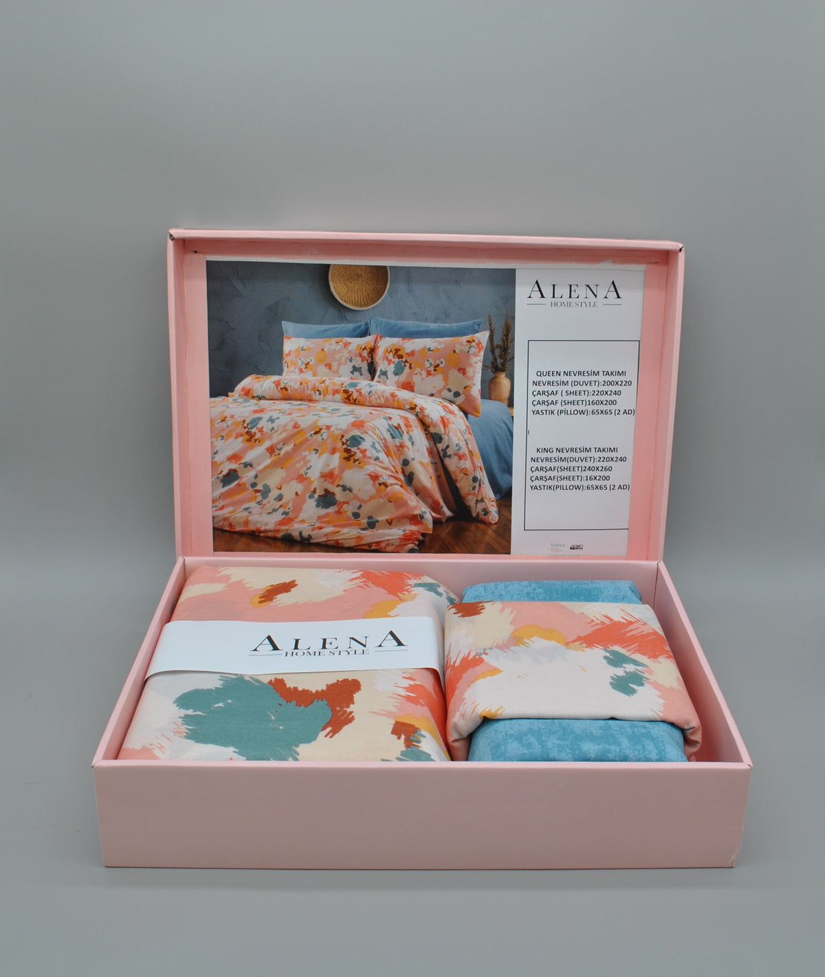 Duvet cover set 75% cotton & 25% polyester – Comfortable and durable bedding 200×220 cm + flat sheet 220×240 cm + 2 pillowcases 65×65 cm – Elegant gift box