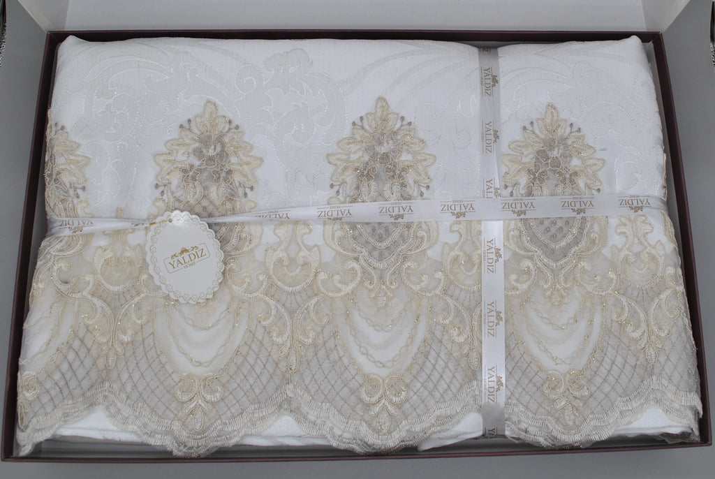 arure de Mariage Royale 7 Pièces Brodée & Perlée – 100% Coton – Élégance Raffinée | Maison Royale Collection