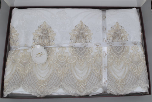 arure de Mariage Royale 7 Pièces Brodée & Perlée – 100% Coton – Élégance Raffinée | Maison Royale Collection