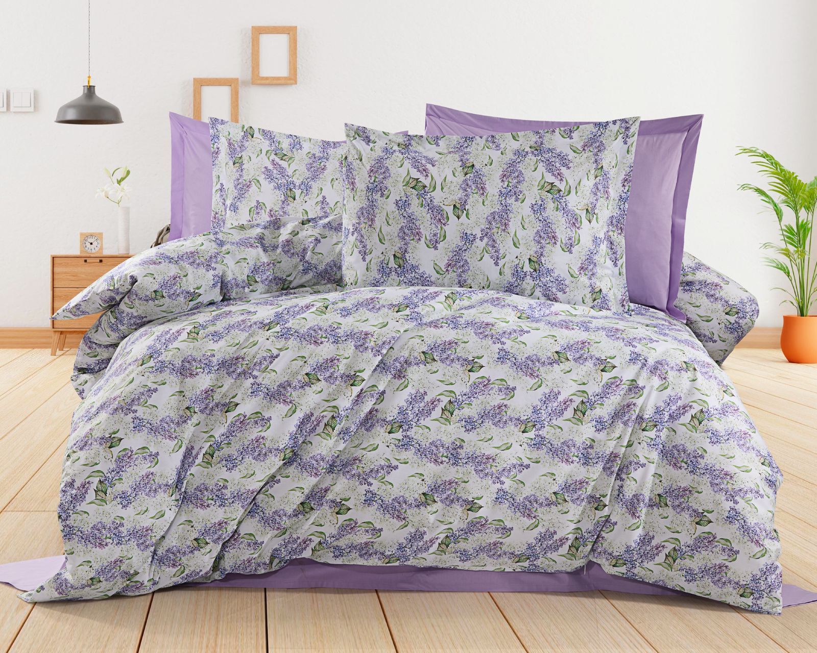 Parure de lit 100% coton 60 fils – Housse de couette Queen Size 200×220 cm + drap plat 220×240 cm + 2 taies 65×65 cm – coffret cadeau avec ruban