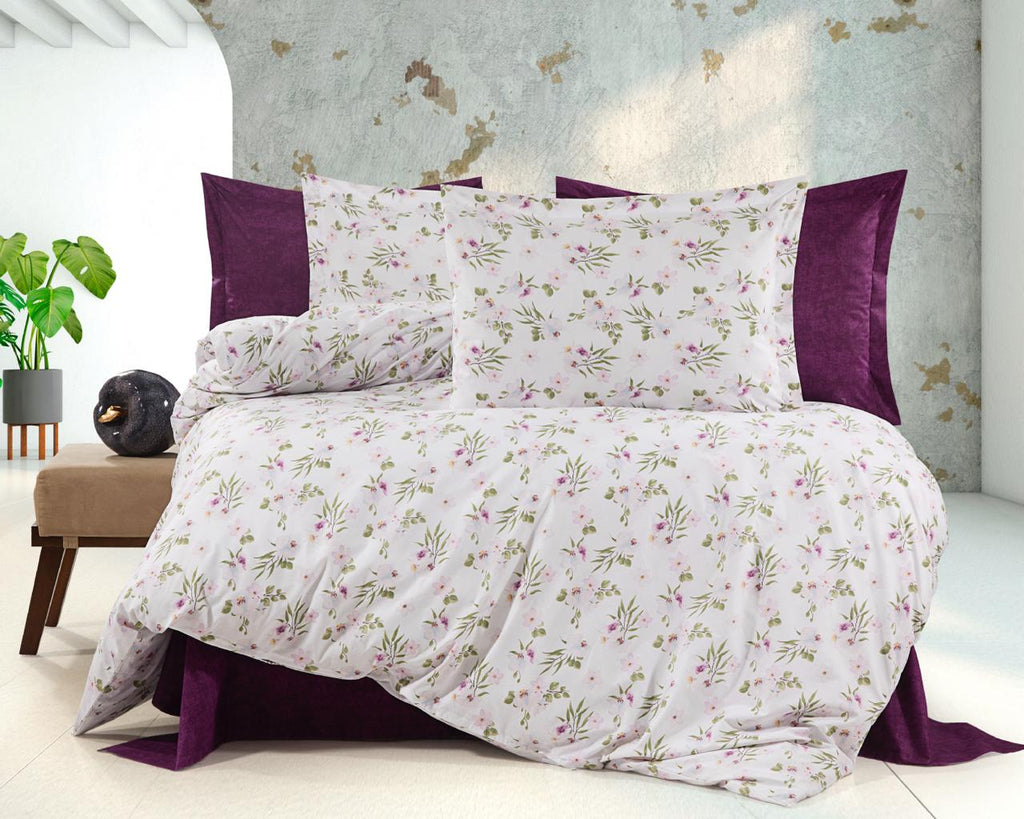 Parure housse de couette King Size 100% coton 60 fils – Housse de couette 220×240 cm + drap plat 240×260 cm + 2 taies 50×70 cm – coffret cadeau élégant avec ruban