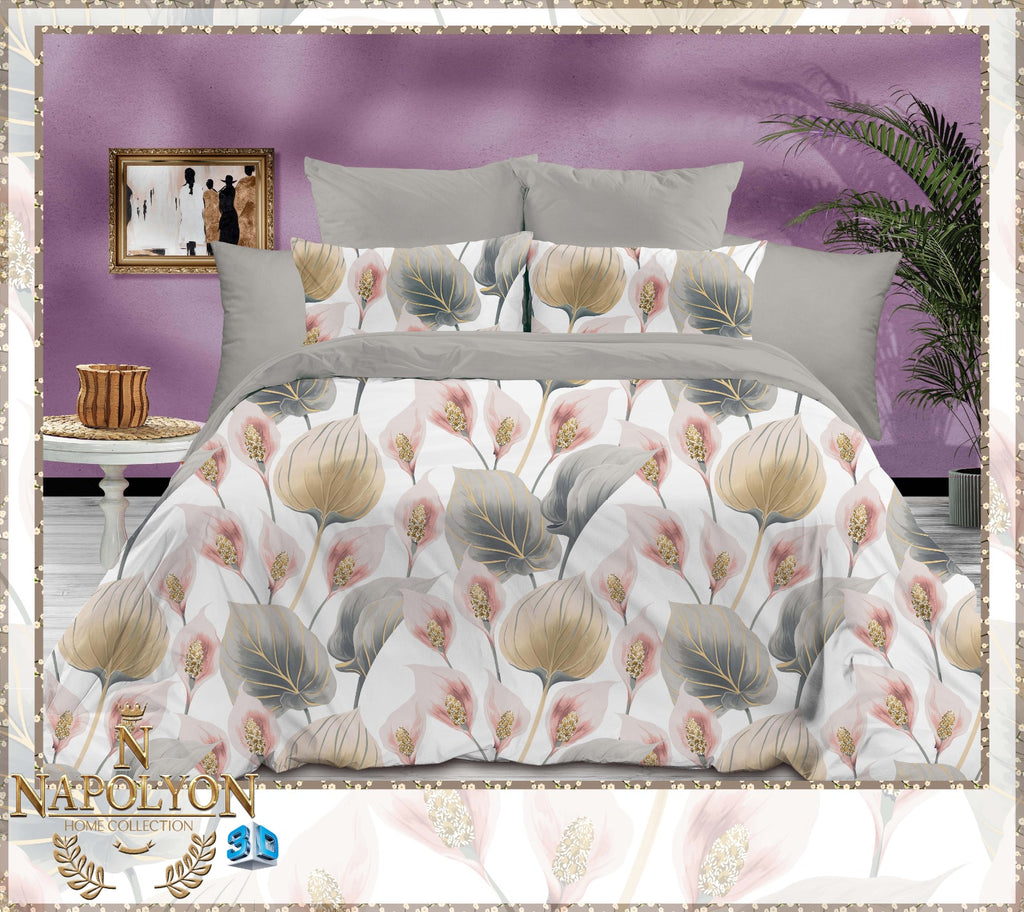 Parure housse de couette Double King Size 100% coton 60 fils – Housse de couette 240×260 cm + drap plat 240×260 cm + 2 taies 50×70 cm – coffret cadeau élégant avec ruban