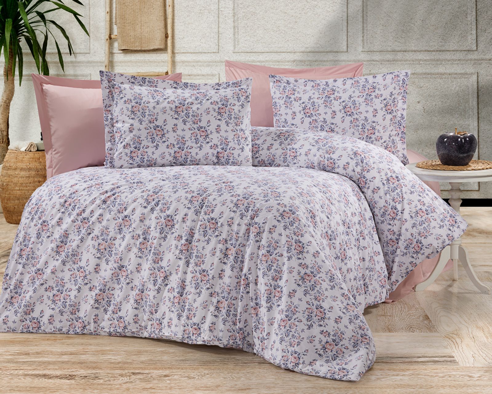 Parure housse de couette King Size 100% coton 60 fils – Literie confortable 220×240 cm + drap plat 240×260 cm + 2 taies 50×70 cm – coffret cadeau premium avec ruban