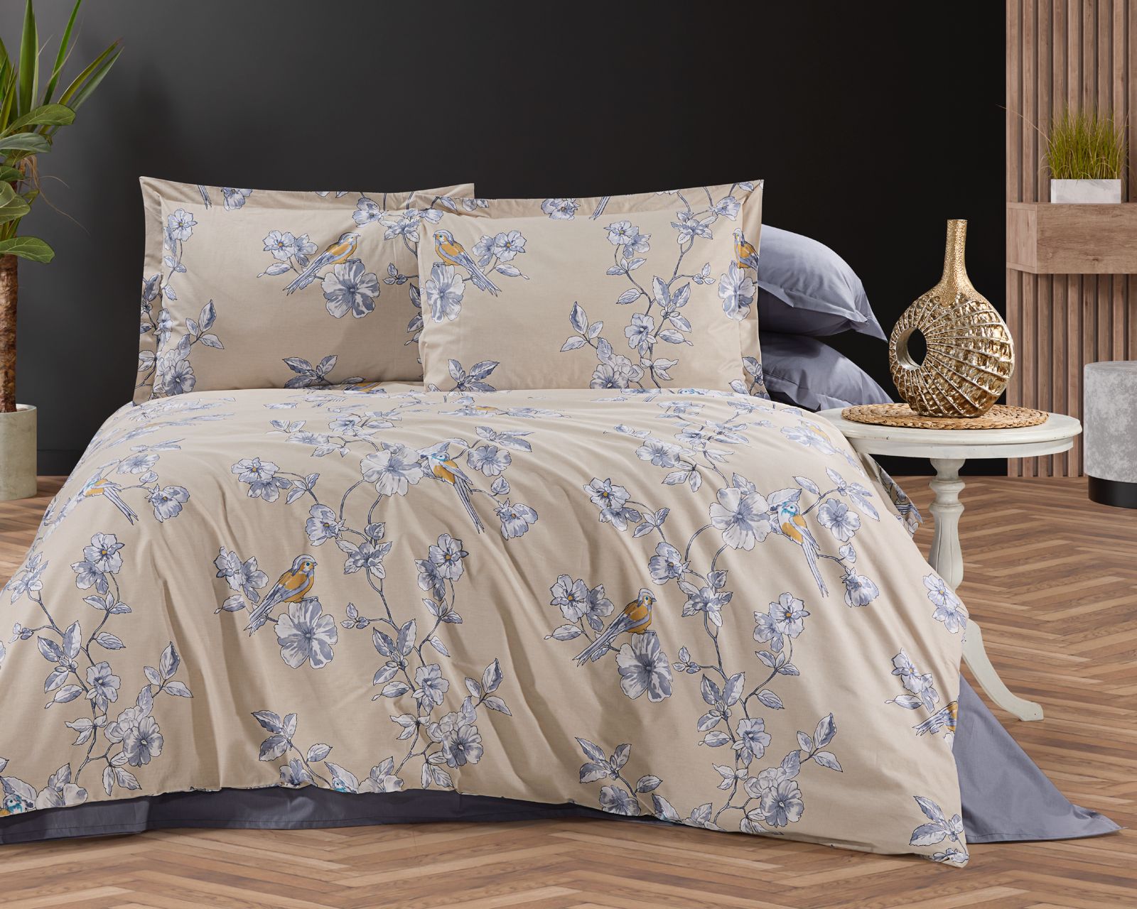 Parure housse de couette King Size 100% coton 60 fils – Literie élégante 220×240 cm + drap plat 240×260 cm + 2 taies 50×70 cm – coffret cadeau premium avec ruban