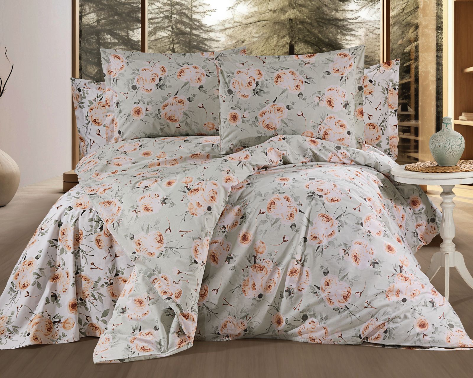 Parure housse de couette 100% coton 60 fils – Literie premium 200×220 cm + drap plat 220×240 cm + 2 taies 50×70 cm – Coffret cadeau élégant avec ruban