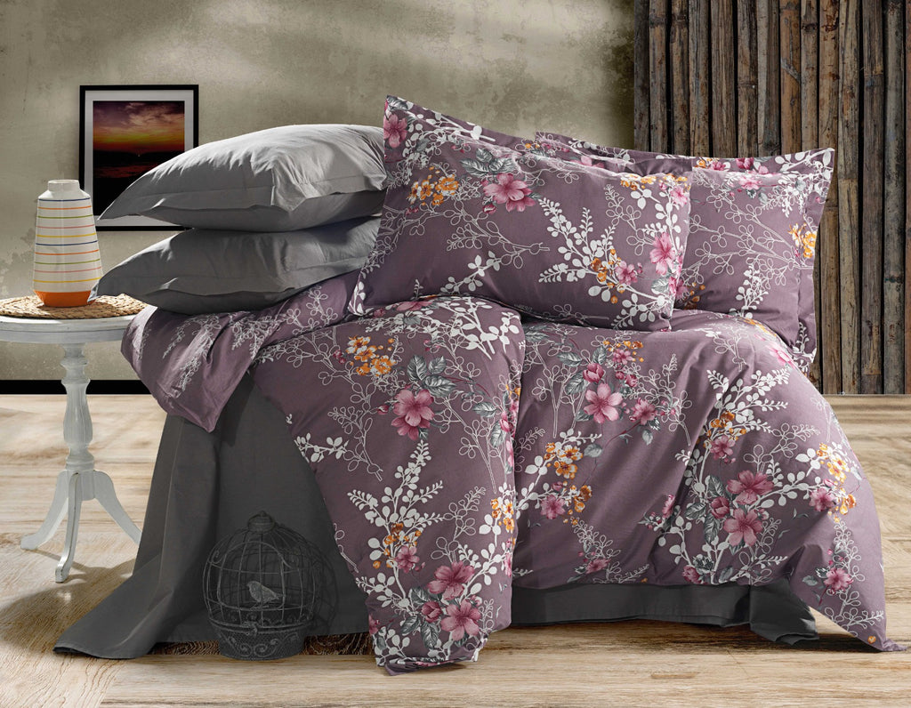 Parure housse de couette King Size 100% coton 60 fils – Literie confortable 220×240 cm + drap plat 240×260 cm + 2 taies 50×70 cm – coffret cadeau élégant avec ruban