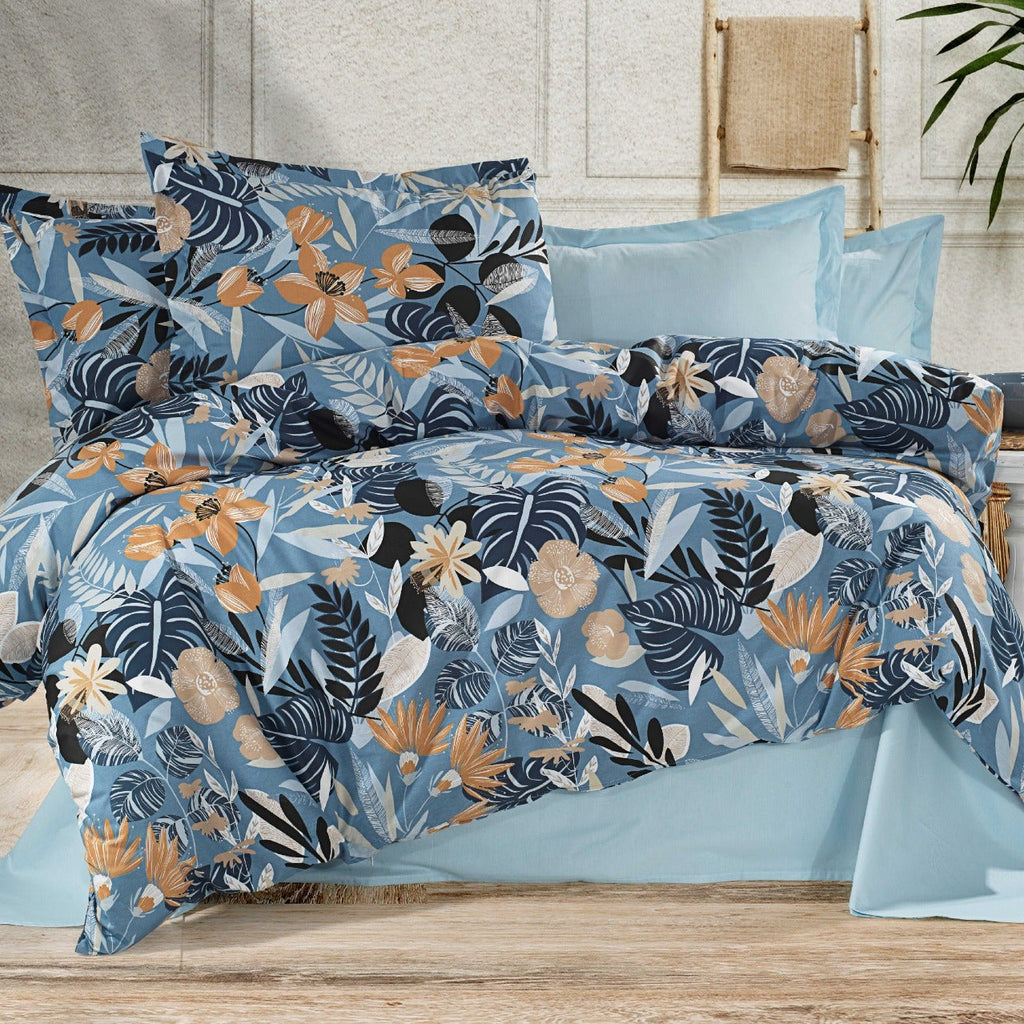 Parure de lit 100% coton 60 fils – Housse de couette Queen Size 200×220 cm + drap plat 220×240 cm + 2 taies 65×65 cm – coffret cadeau élégant