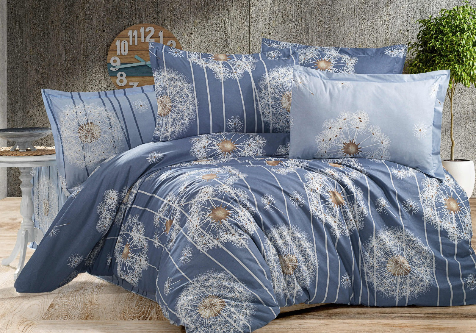 Parure housse de couette King Size 100% coton 60 fils – Ensemble literie confortable 220×240 cm + drap housse élastique 160×200+30 cm + 2 taies 50×70 cm – coffret cadeau avec ruban