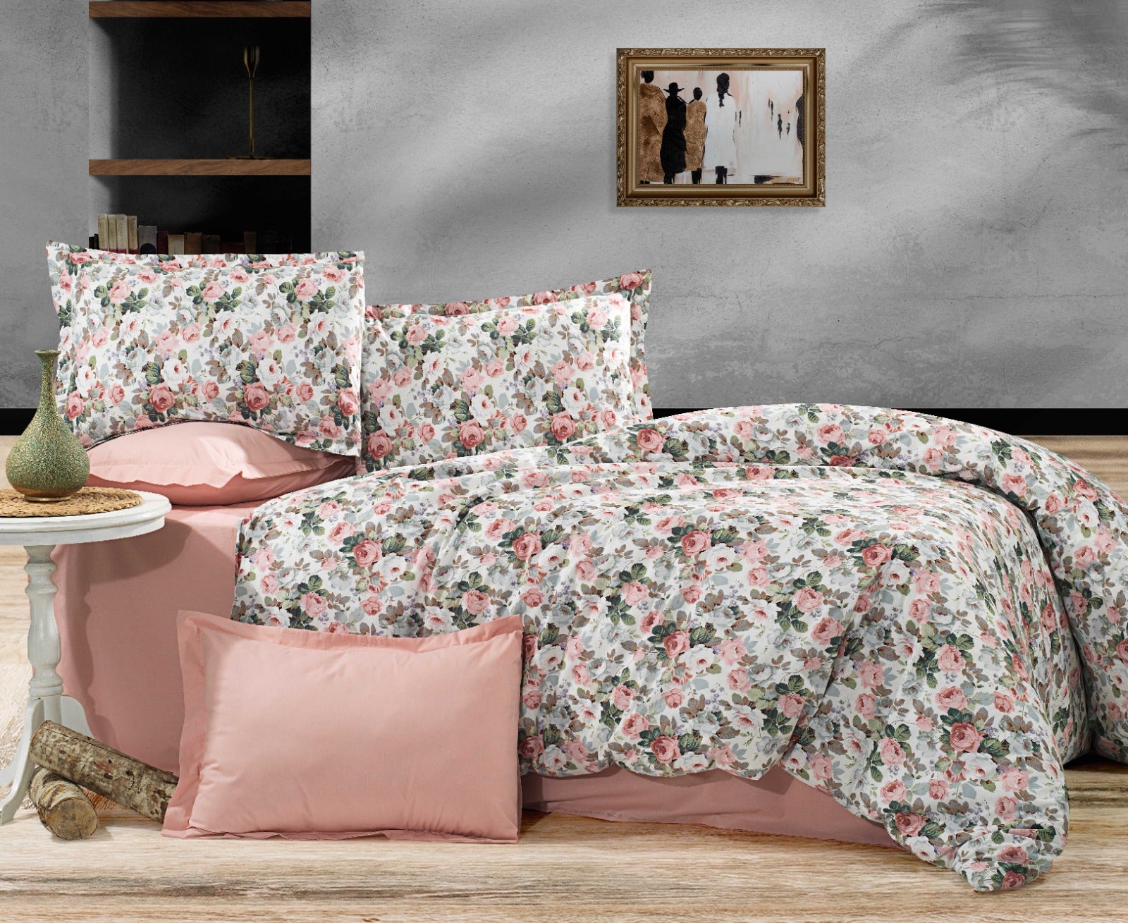 Parure housse de couette 100% coton 60 fils – Literie premium 200×220 cm + drap housse 160×200 +30 cm + 2 taies 50×70 cm – Coffret cadeau élégant avec ruban