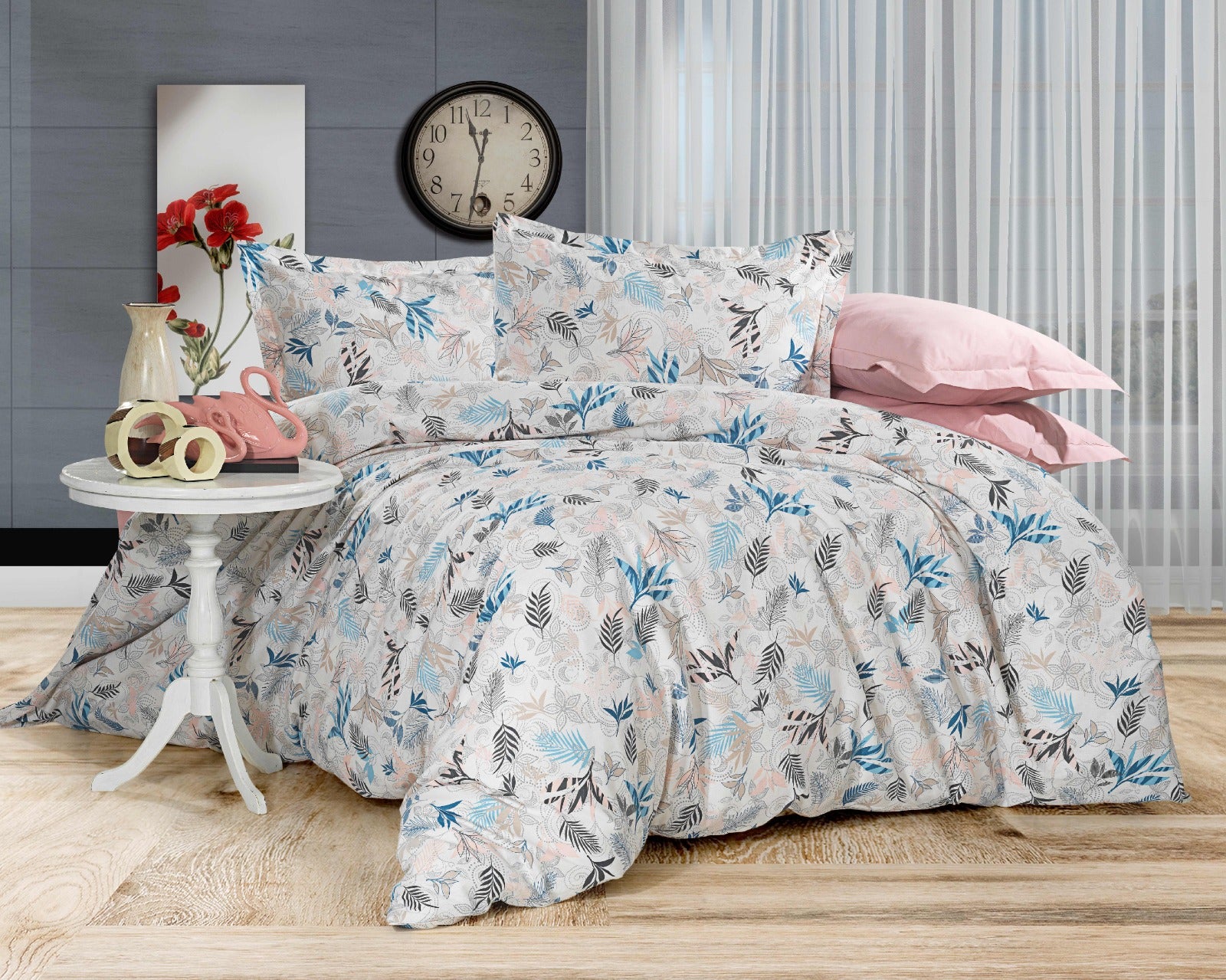 Parure housse de couette 100% coton 60 fils – Ensemble literie 200×200 cm + drap housse 160×200+30 cm + 2 taies 50×70 cm – coffret cadeau élégant
