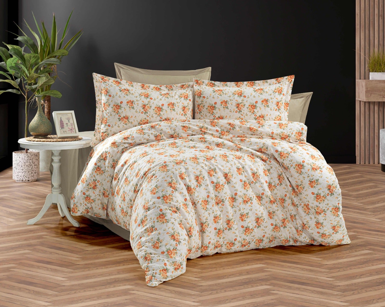 Parure housse de couette 100% coton 60 fils – Literie complète 200×200 cm + drap housse 160×200+30 cm + 2 taies 50×70 cm – coffret cadeau avec ruban