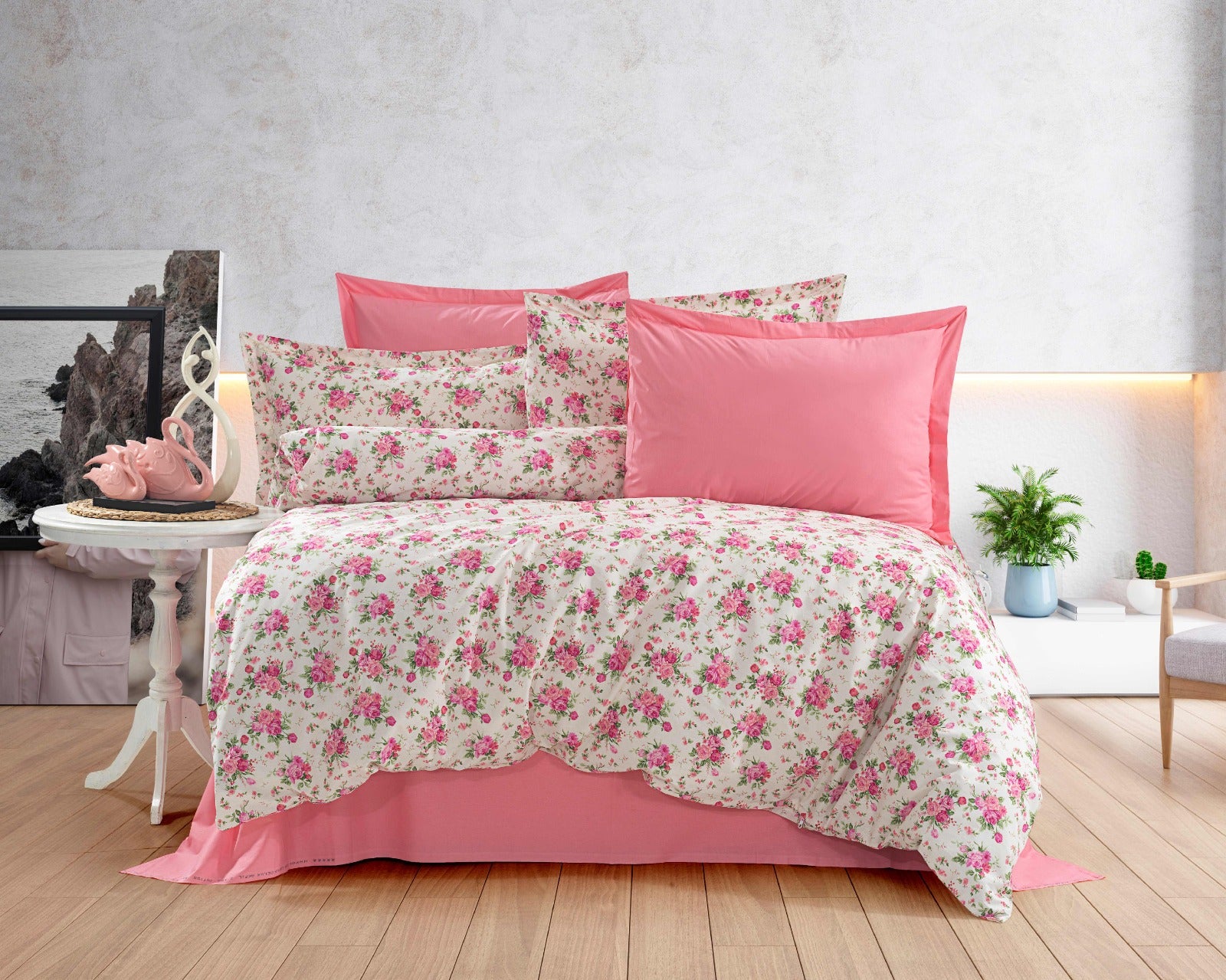 Parure housse de couette King Size 100% coton 60 fils – Literie confortable 220×240 cm + drap plat 240×260 cm + 2 taies 50×70 cm – coffret cadeau premium avec ruban
