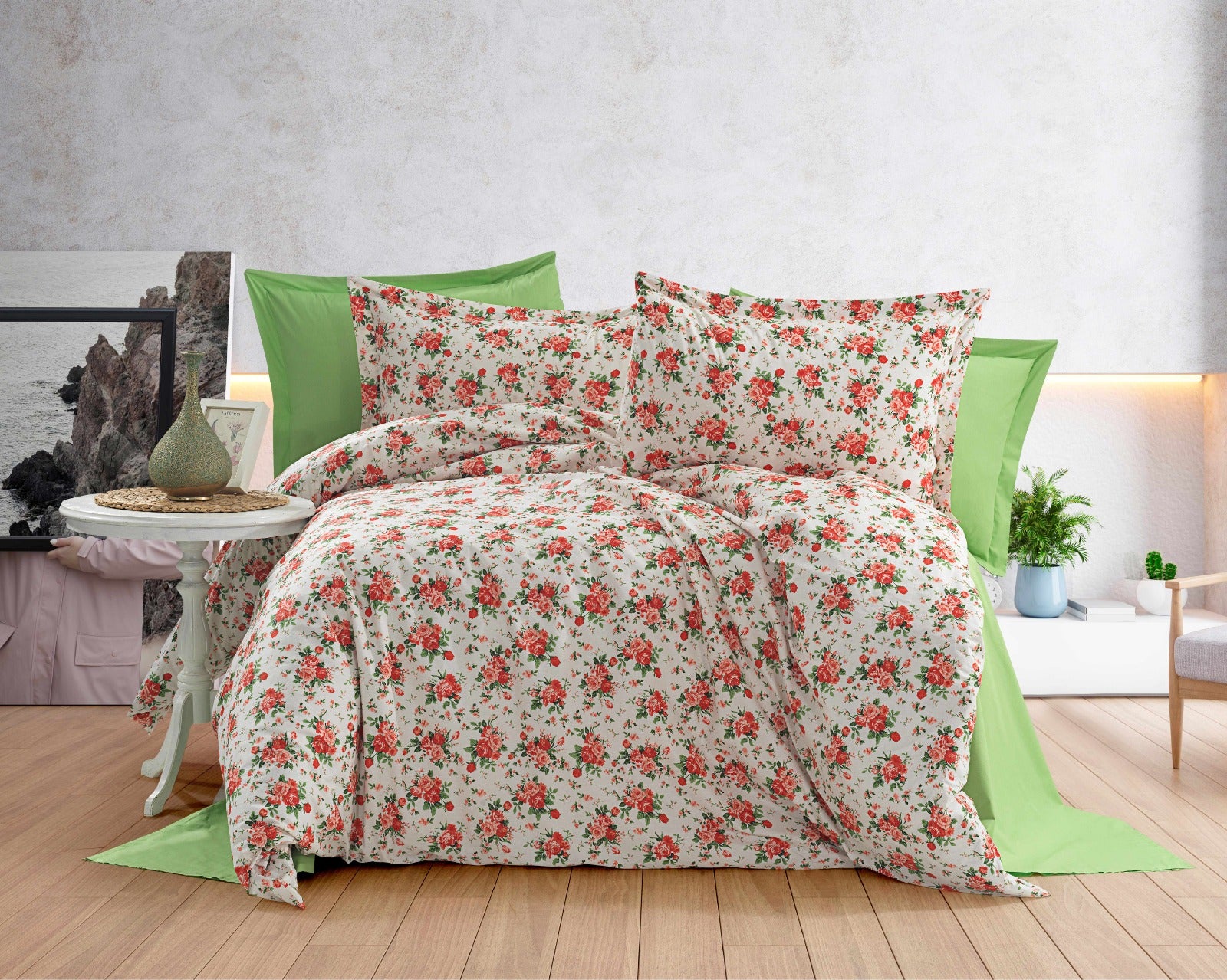 Parure housse de couette 100% coton 60 fils – Literie premium 200×220 cm + drap housse 160×200 +30 cm + 2 taies 50×70 cm – Coffret cadeau élégant avec ruban