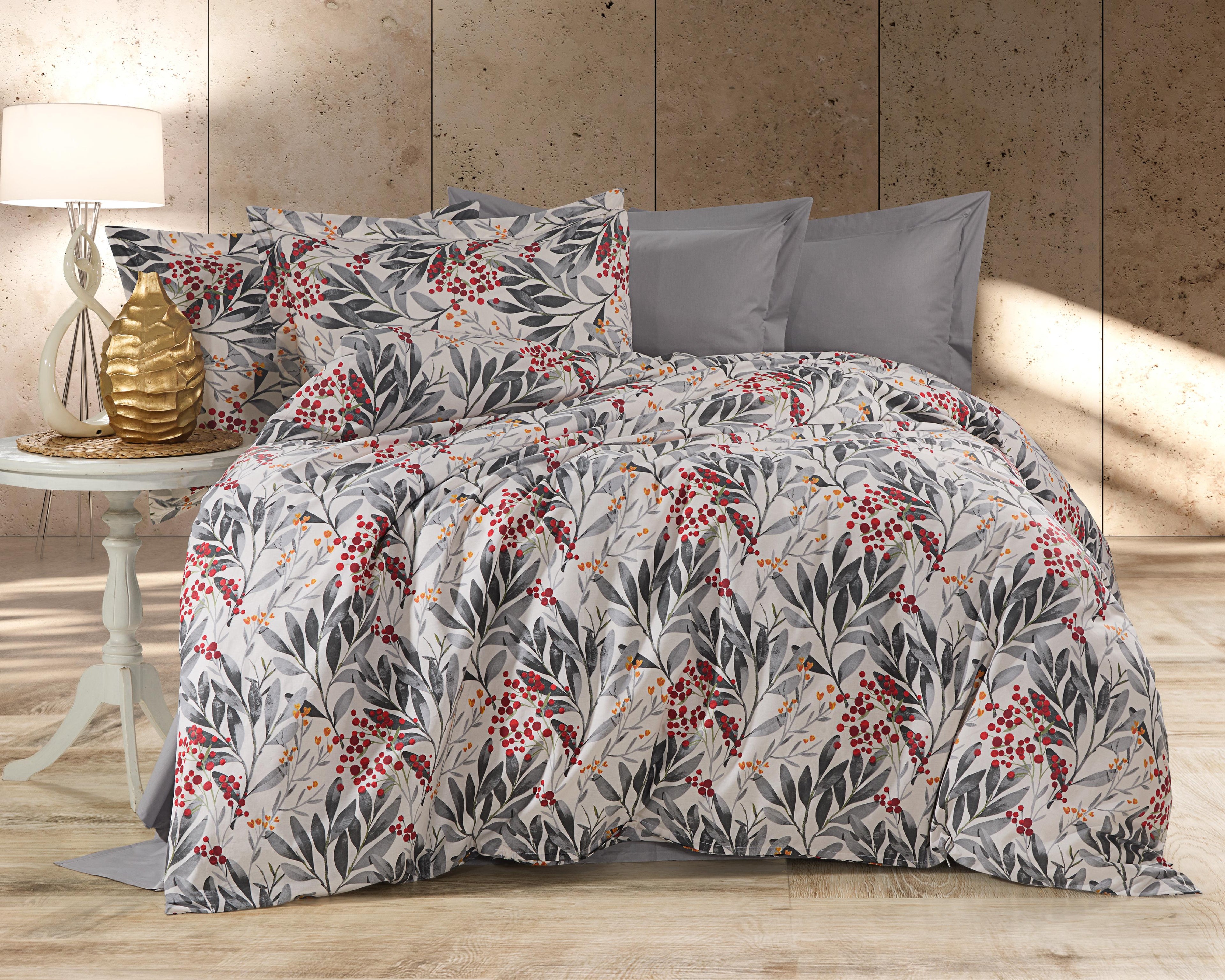 Parure housse de couette King Size 100% coton 60 fils – Literie élégante 220×240 cm + drap plat 240×260 cm + 2 taies 50×70 cm – coffret cadeau avec ruban