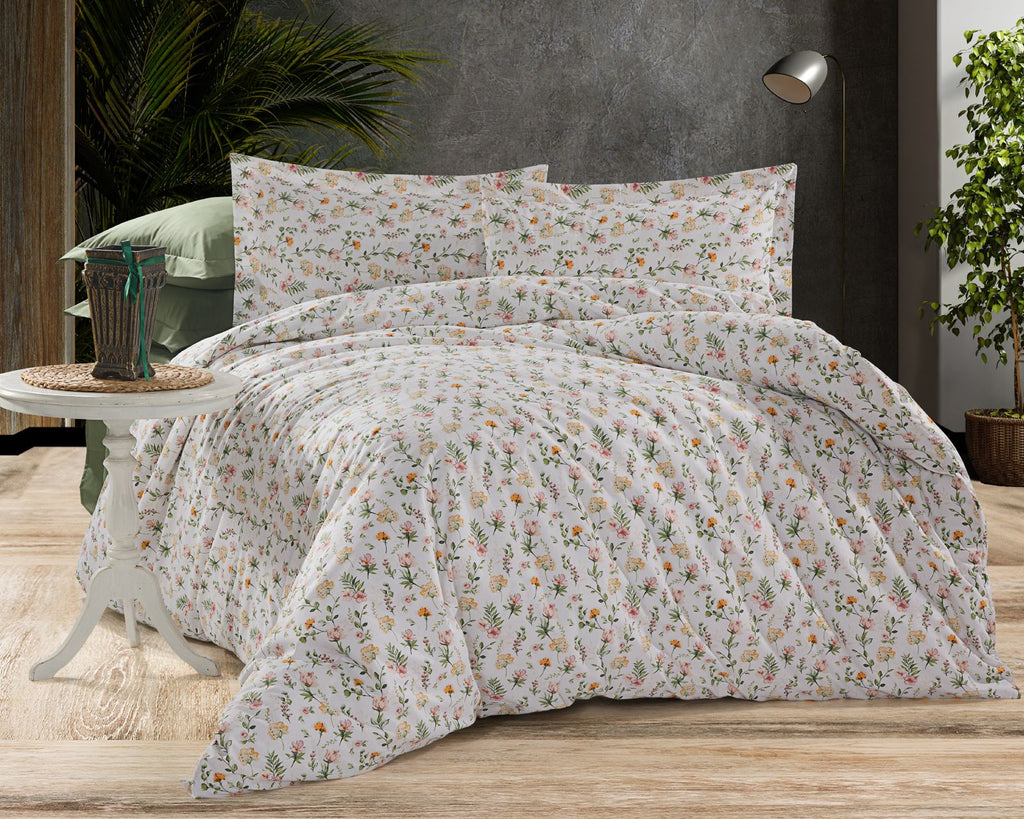 Parure housse de couette 100% coton 60 fils – Literie premium 200×220 cm + drap plat 220×240 cm + 2 taies 50×70 cm – Coffret cadeau élégant avec ruban