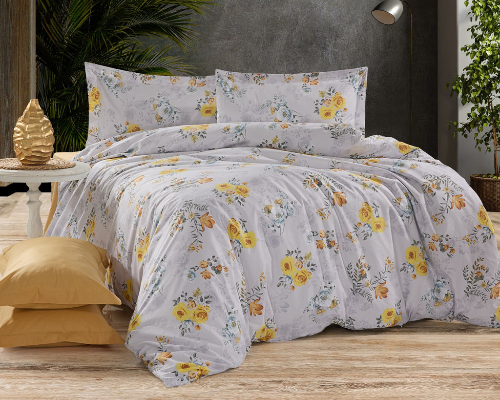 Parure housse de couette King Size 100% coton 60 fils – Literie élégante 220×240 cm + drap plat 240×260 cm + 2 taies 50×70 cm – coffret cadeau avec ruban