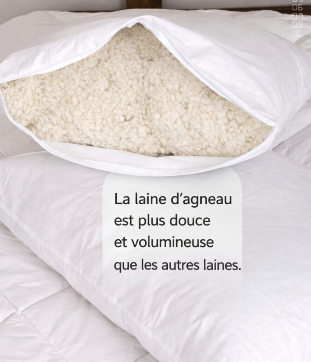 Oreiller Ferme en Laine Mérinos 50x70 – Garnissage 1250 g | Maison Royale Collection
