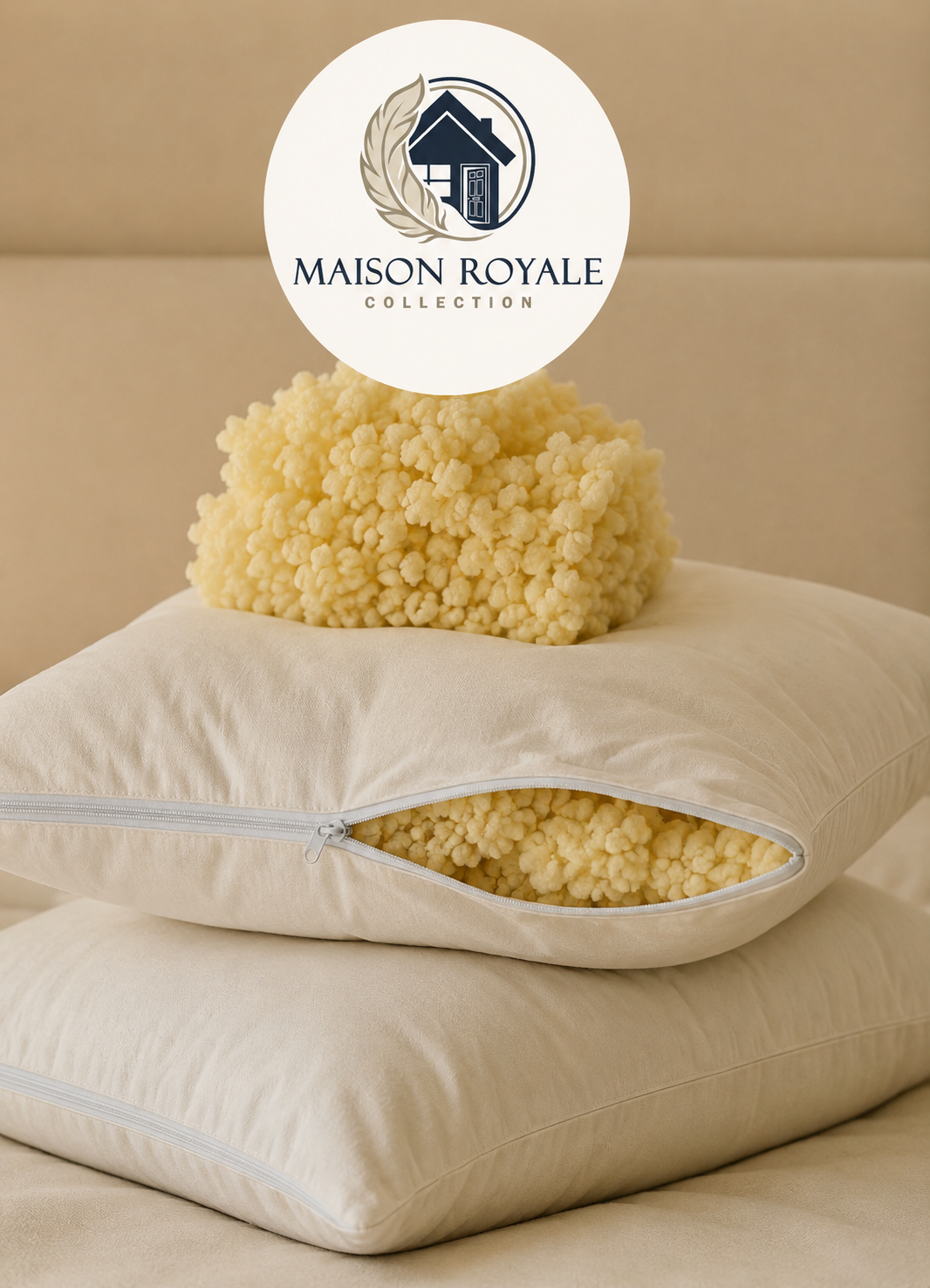 Oreiller Mi-Ferme en Laine Mérinos 50x70 – 1000 g – OEKO-TEX & Woolmark | Maison Royale Collection